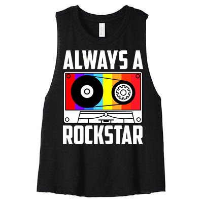 Always A Rockstar Vintage Casette Women's Racerback Cropped Tank