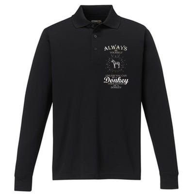 Always Be A Donkey Performance Long Sleeve Polo