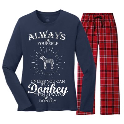 Always Be A Donkey Women's Long Sleeve Flannel Pajama Set 