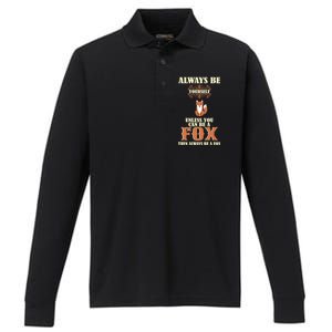 Always Be A Fox Performance Long Sleeve Polo