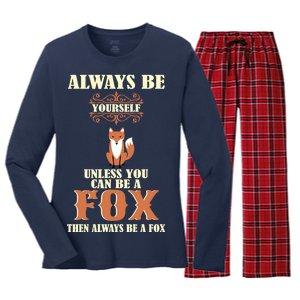 Always Be A Fox Women's Long Sleeve Flannel Pajama Set 