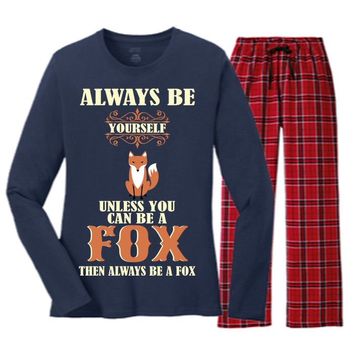 Always Be A Fox Women's Long Sleeve Flannel Pajama Set 