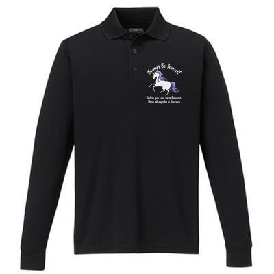 Always Be A Unicorn  Performance Long Sleeve Polo