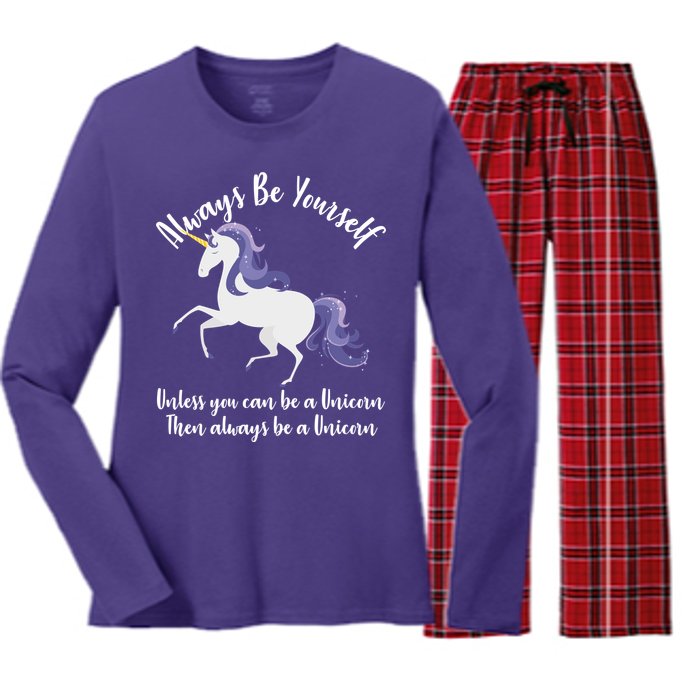 Always Be A Unicorn  Women's Long Sleeve Flannel Pajama Set 