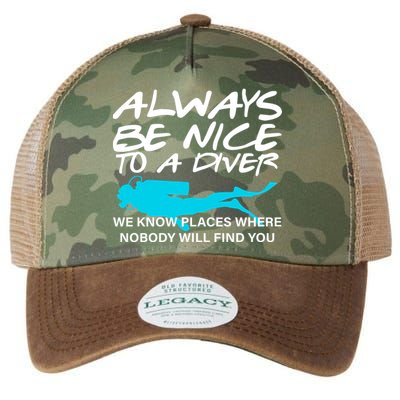 Always Be Nice To A Diver Legacy Tie Dye Trucker Hat