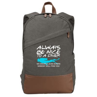 Always Be Nice To A Diver Cotton Canvas Backpack