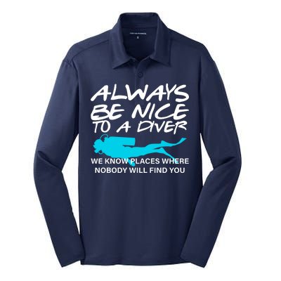 Always Be Nice To A Diver Silk Touch Performance Long Sleeve Polo