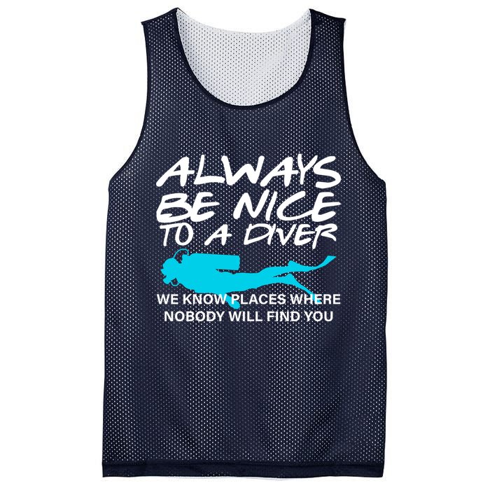 Always Be Nice To A Diver Mesh Reversible Basketball Jersey Tank