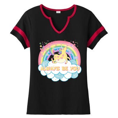 Always Be You Unicorn Rainbow Ladies Halftime Notch Neck Tee