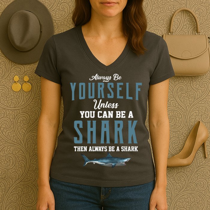 Always Be Yourself Unless You Can Be A Shark Women's V-Neck T-Shirt