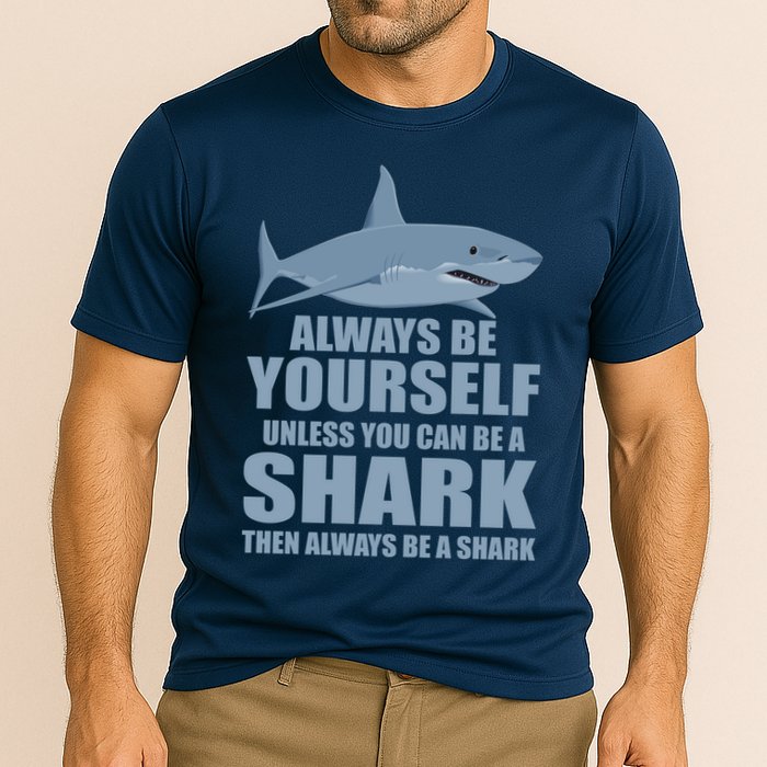 Always Be Yourself Unless You Can Be A Shark Funny Cooling Performance Crew T-Shirt