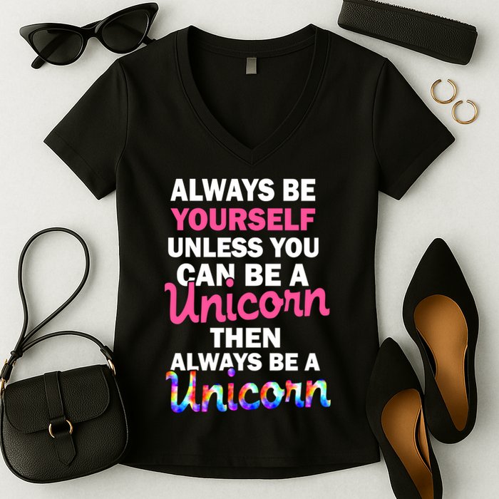 Always Be Yourself Unless You Can Be A Unicorn Women's V-Neck T-Shirt