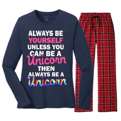 Always Be Yourself Unless You Can Be A Unicorn Women's Long Sleeve Flannel Pajama Set 