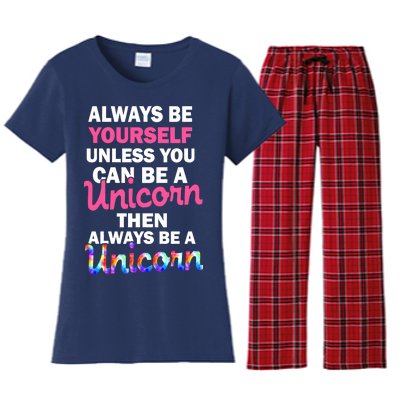 Always Be Yourself Unless You Can Be A Unicorn Women's Flannel Pajama Set