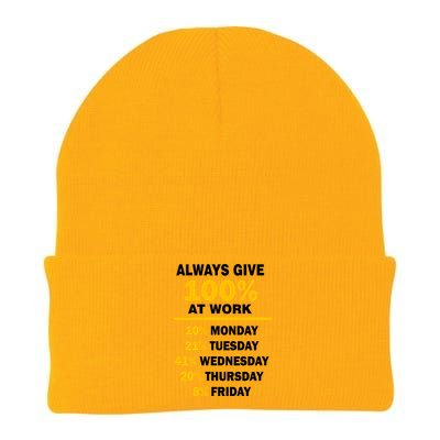 Always Give A 100% At Work Funny Knit Cap Winter Beanie