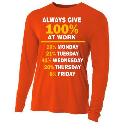 Always Give A 100% At Work Funny Cooling Performance Long Sleeve Crew