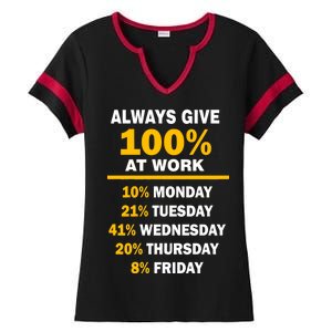 Always Give A 100% At Work Funny Ladies Halftime Notch Neck Tee