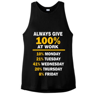 Always Give A 100% At Work Funny Ladies PosiCharge Tri-Blend Wicking Tank