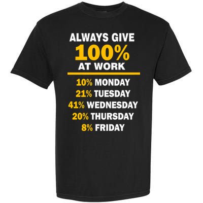 Always Give A 100% At Work Funny Garment-Dyed Heavyweight T-Shirt
