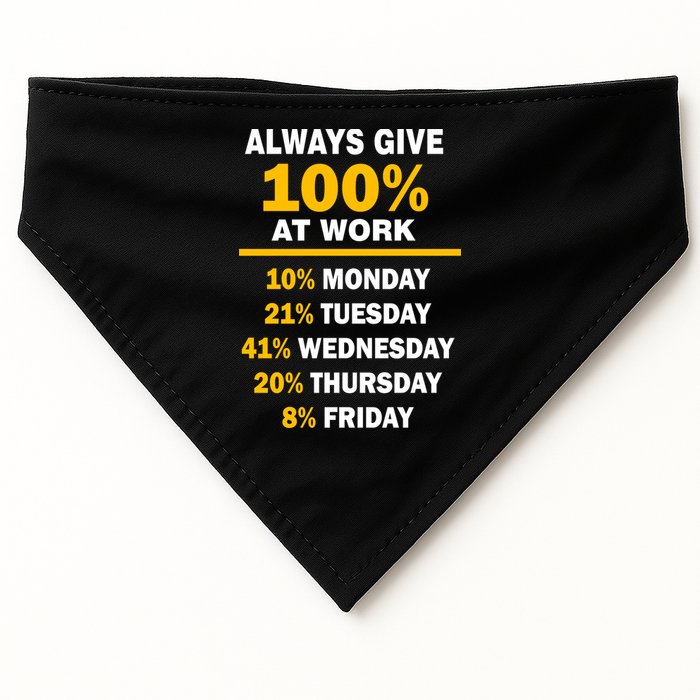 Always Give A 100% At Work Funny USA-Made Doggie Bandana