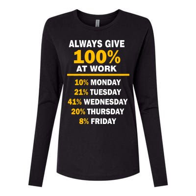 Always Give A 100% At Work Funny Womens Cotton Relaxed Long Sleeve T-Shirt