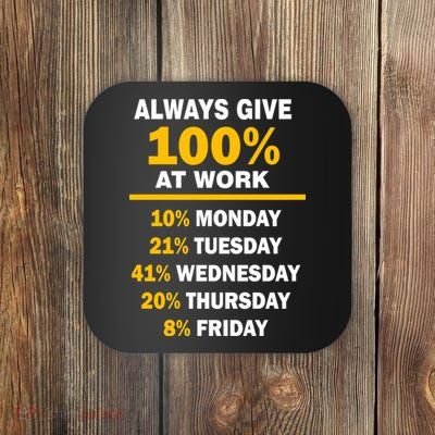 Always Give A 100% At Work Funny Coaster