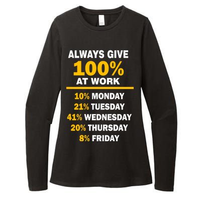 Always Give A 100% At Work Funny Womens CVC Long Sleeve Shirt