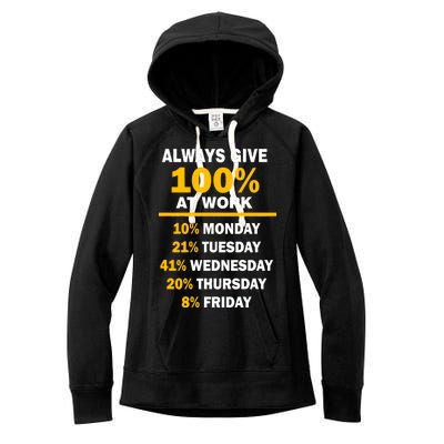 Always Give A 100% At Work Funny Women's Fleece Hoodie