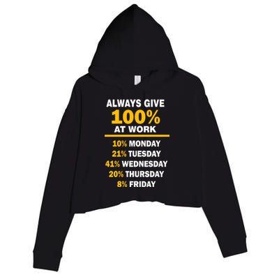 Always Give A 100% At Work Funny Crop Fleece Hoodie