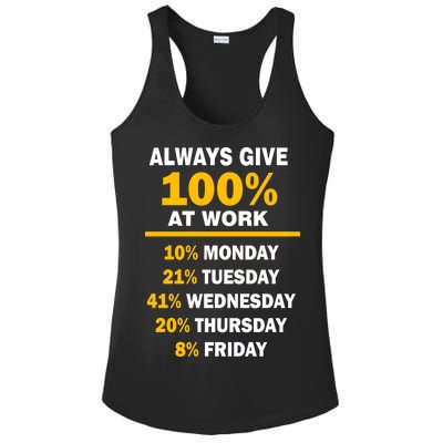 Always Give A 100% At Work Funny Ladies PosiCharge Competitor Racerback Tank