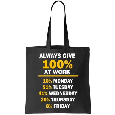 Always Give A 100% At Work Funny Bag
