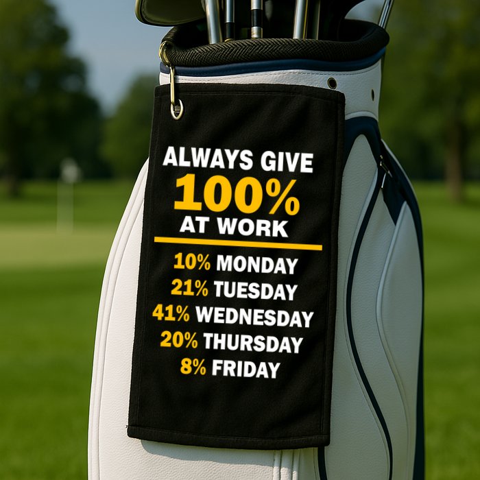 Always Give A 100% At Work Funny Golf Towel