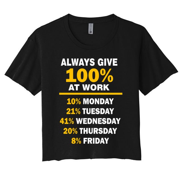 Always Give A 100% At Work Funny Crop Top