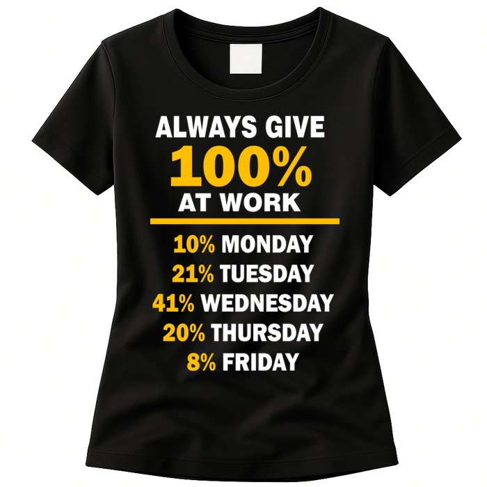 Always Give A 100% At Work Funny Womens T-Shirt