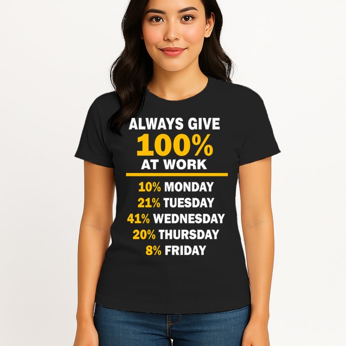 Always Give A 100% At Work Funny Womens T-Shirt