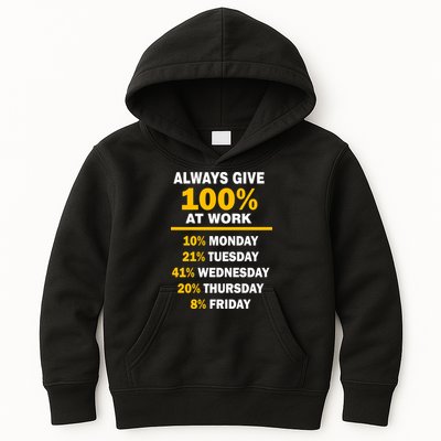 Always Give A 100% At Work Funny Kids Hoodie