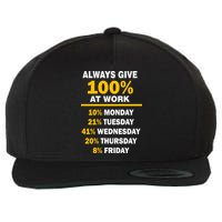 Always Give A 100% At Work Funny Wool Snapback Cap