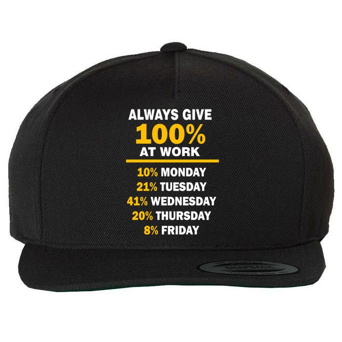 Always Give A 100% At Work Funny Wool Snapback Cap