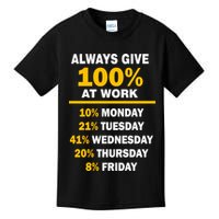 Always Give A 100% At Work Funny Kids T-Shirt