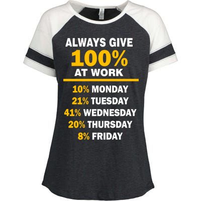 Always Give A 100% At Work Funny Enza Ladies Jersey Colorblock Tee