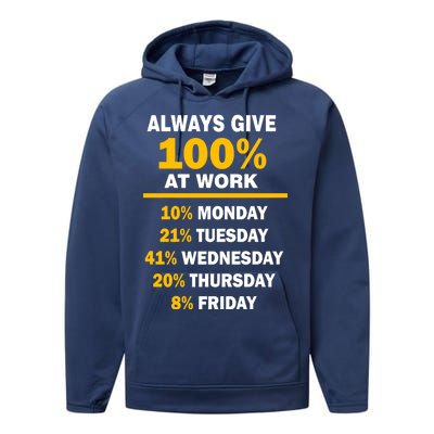 Always Give A 100% At Work Funny Performance Fleece Hoodie