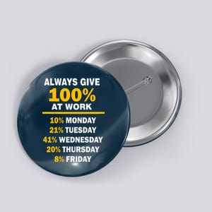 Always Give A 100% At Work Funny Button