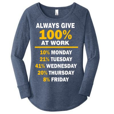 Always Give A 100% At Work Funny Women's Perfect Tri Tunic Long Sleeve Shirt