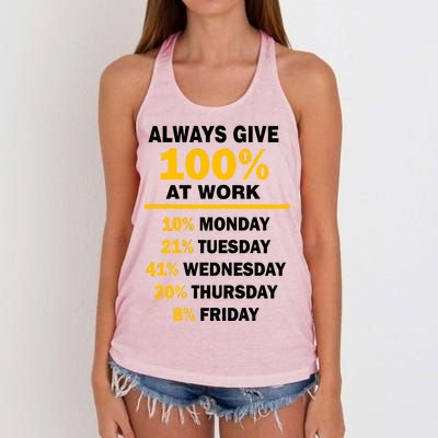 Always Give A 100% At Work Funny Women's Knotted Racerback Tank