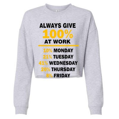 Always Give A 100% At Work Funny Cropped Pullover Crew