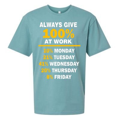 Always Give A 100% At Work Funny Sueded Cloud Jersey T-Shirt