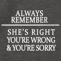 Always Remember She's Rights Your Wrong And Sorry  Vector Backpack