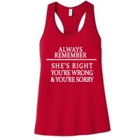 Always Remember She's Rights Your Wrong And Sorry  Womens Tank Top