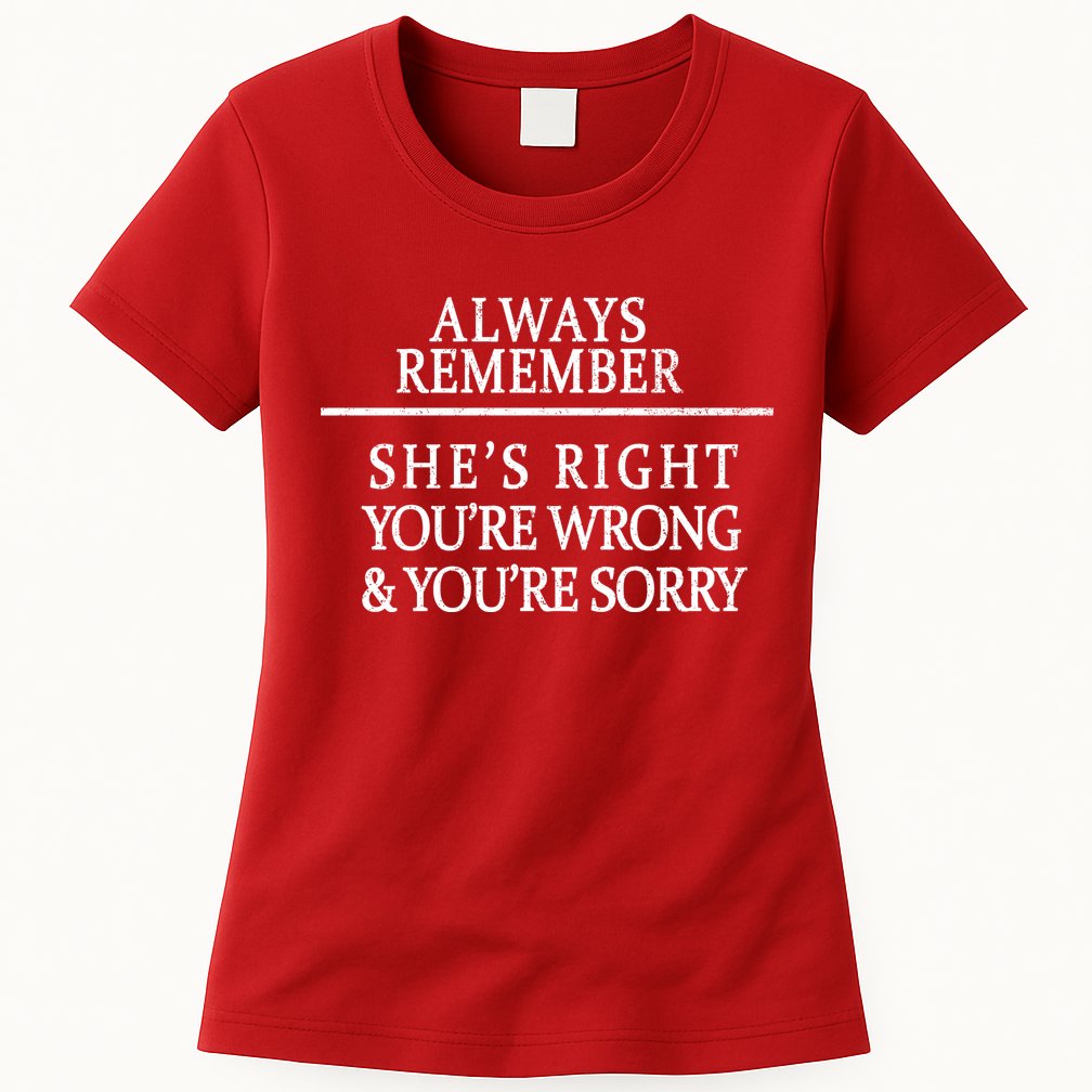 Always Remember She's Rights Your Wrong And Sorry  Womens T-Shirt