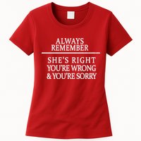 Always Remember She's Rights Your Wrong And Sorry  Womens T-Shirt